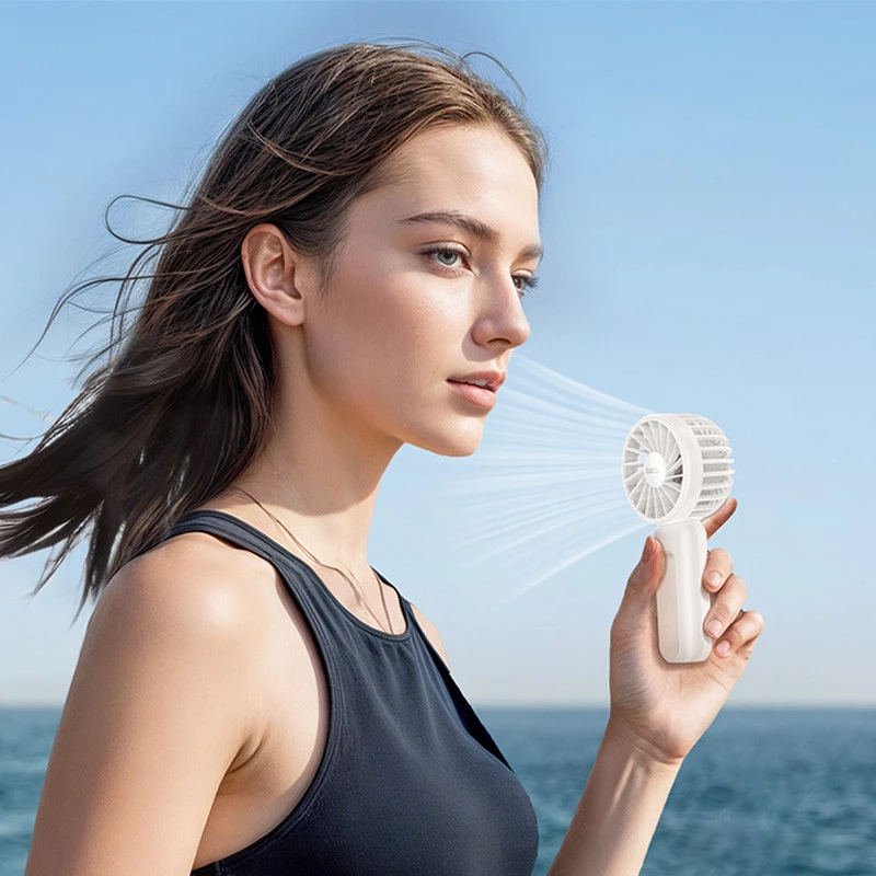 Портативний вентилятор Hoco HX60 Nimble portable handheld fan 1200 mAh – White. Фото 8 з 8