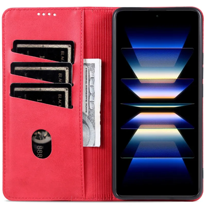 Шкіряний чохол-книжка AZNS Classic series для Samsung Galaxy S26 Ultra – Red. Фото 3 з 4