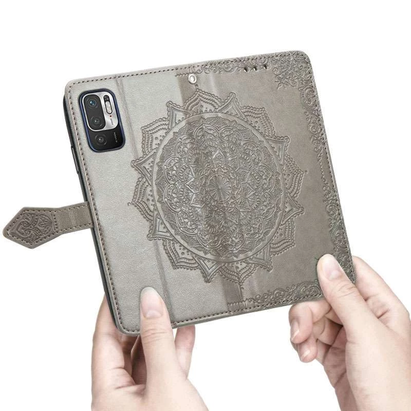 Кожаный чехол-книжка Art Case с визитницей для Xiaomi Redmi Note 10 5G – Серый. Фото 5 из 5