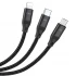 Дата кабель Hoco U104 Ultra 6A 3in1 Lightning -MicroUSB-Type-C (1.2m) – Черный. Фото 3 из 6