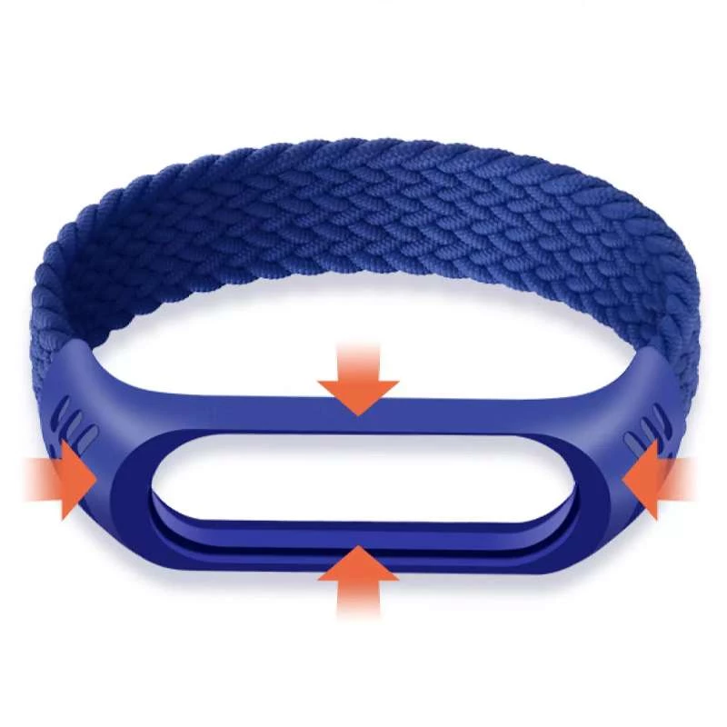 Тканинний монобраслет Braided Solo Loop для Xiaomi Mi Band 4/3 (S) – Синій. Фото 4 з 4