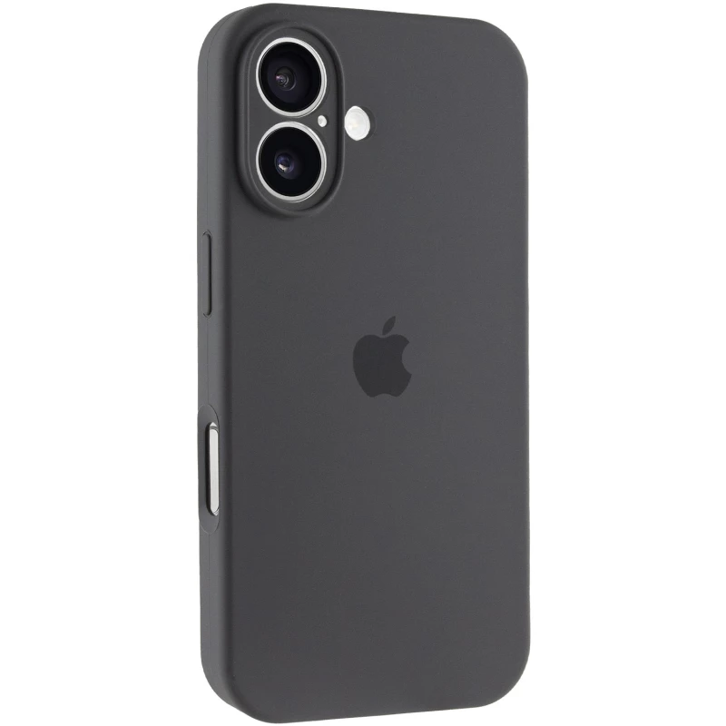 Чехол Silicone Case с защитой камеры для Apple iPhone 16 – Серый / Dark Gray. Фото 1 из 8
