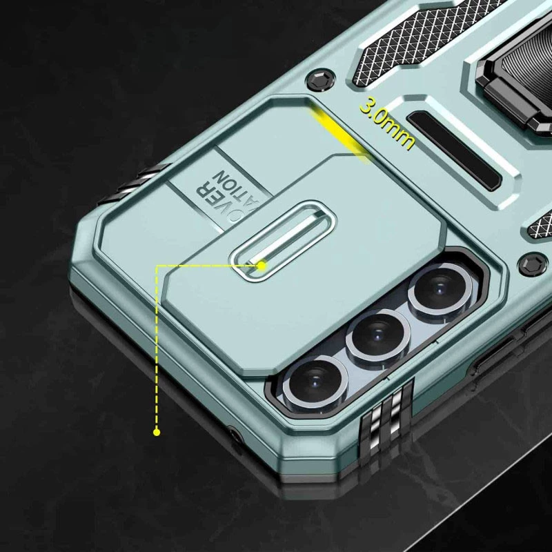 Ударостійкий чохол Square Ring зi шторкою на камеру на Samsung Galaxy A56 5G – Зелений / Light Green. Фото 9 з 15