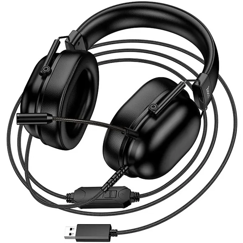 Накладні навушники Hoco W113 Dynamic (USB7.1+3.5mm/2m) – Black. Фото 2 з 6