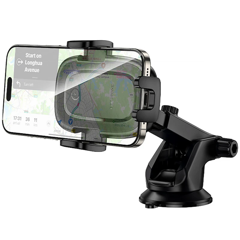 Автотримач з БЗП Borofone BH223 Follower 15W (center console) – Black. Фото 4 з 7