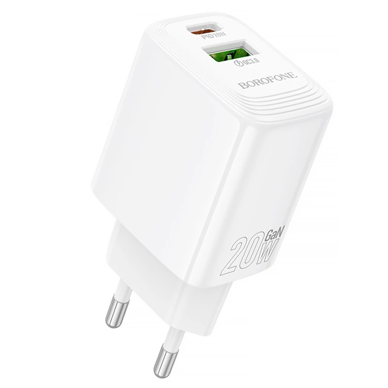 МЗП Borofone BN27 Fuente PD20W+QC3.0 (1USB-A/1C) – White. Фото 1 з 6
