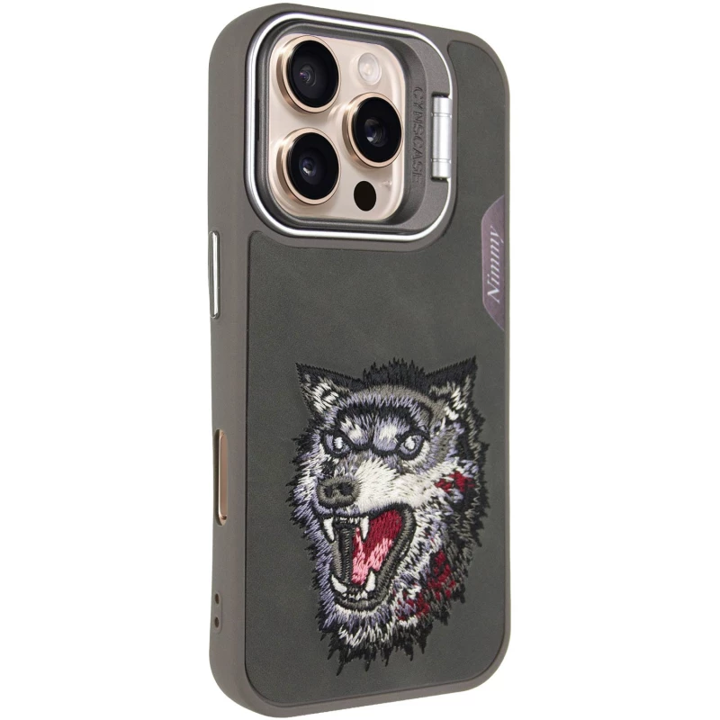 TPU+PC чехол с животными для Apple iPhone 16 Pro – Grey Wolf. Фото 2 из 8