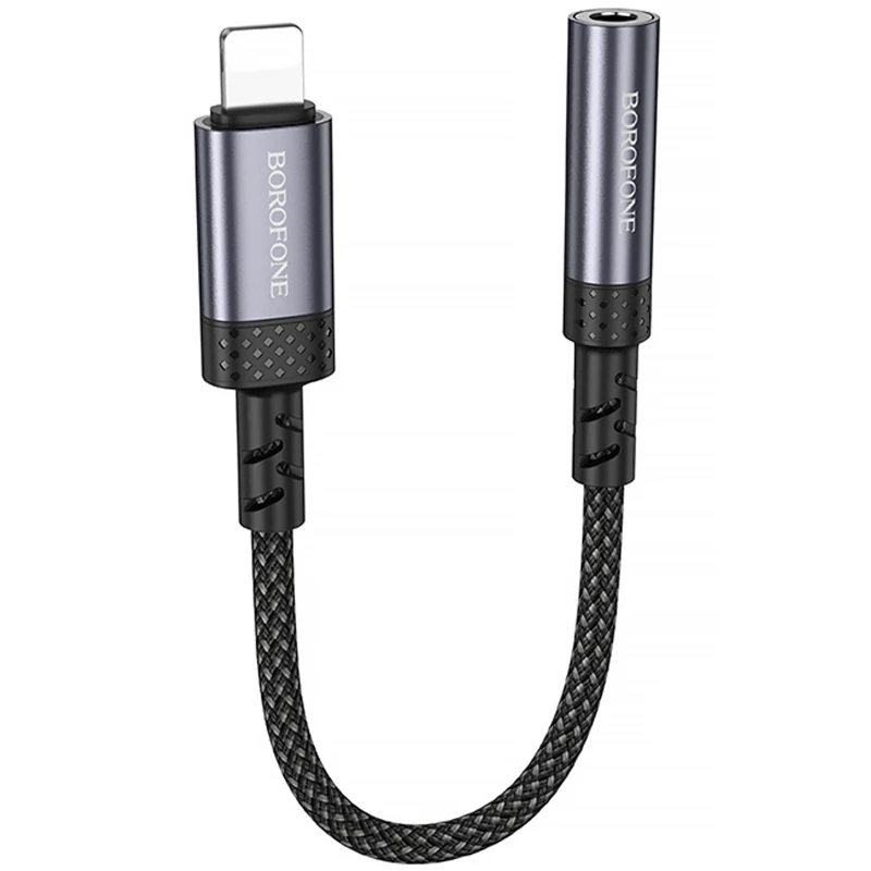 Перехідник Borofone BV24 Graceful Lightning to 3.5mm – Metal grey. Фото 1 з 7