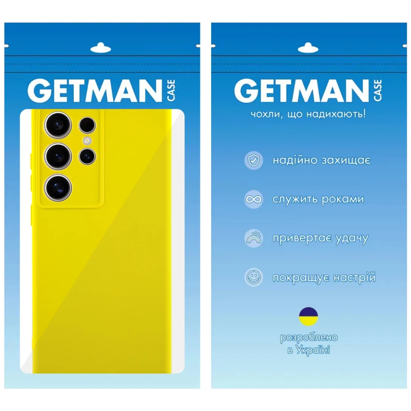 Кольоровий силіконовий чохол GETMAN із закритою камерою для Samsung Galaxy S24 Ultra – Жовтий / Flash. Фото 8 з 9