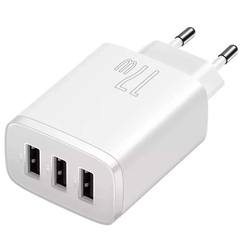 

СЗУ Baseus Compact 17W (3USB) (Белый), Білий