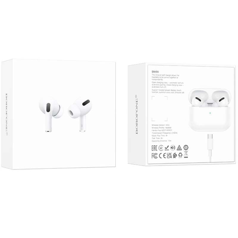 Бездротові TWS навушники BOROFONE BW90 – White. Фото 6 з 6