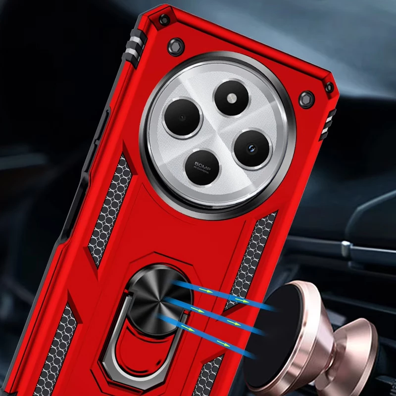 Протиударний чохол Serge Ring з кільцем на Xiaomi Poco C75 – Червоний. Фото 5 з 5
