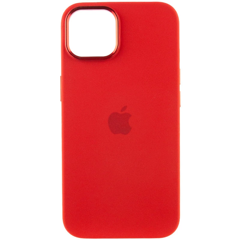 Чехол Silicone Case с металлическими кнопками для Apple iPhone 14 (6.1") – Красный / Red. Фото 3 из 9
