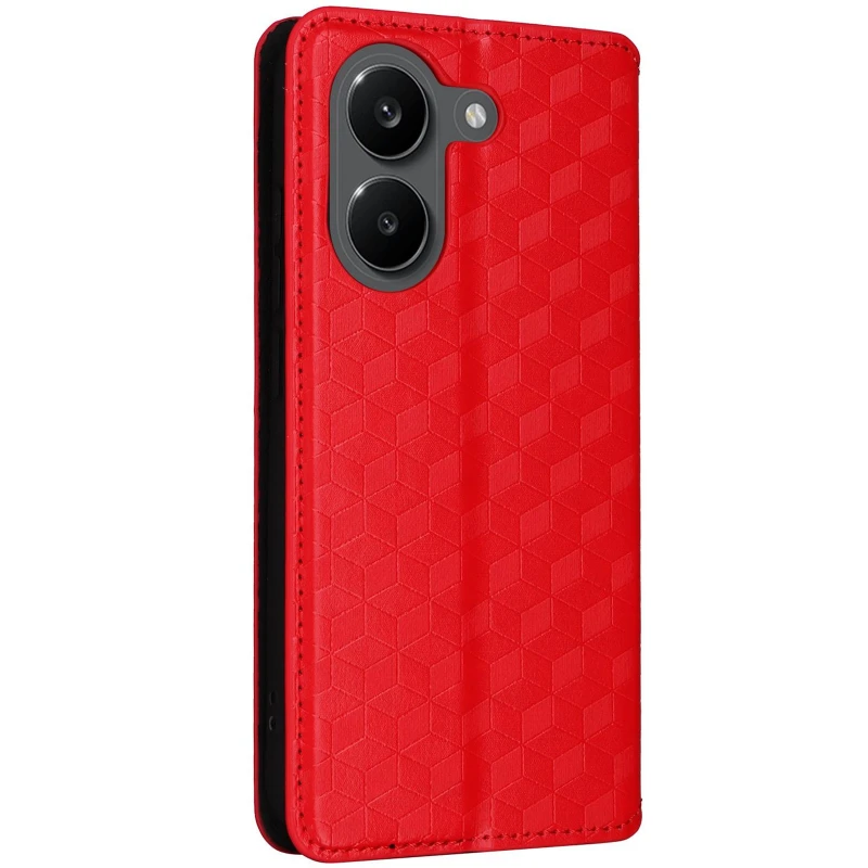 Кожаный чехол-книжка Rhombus Book для Xiaomi POCO X8 Pro – Red. Фото 4 из 5