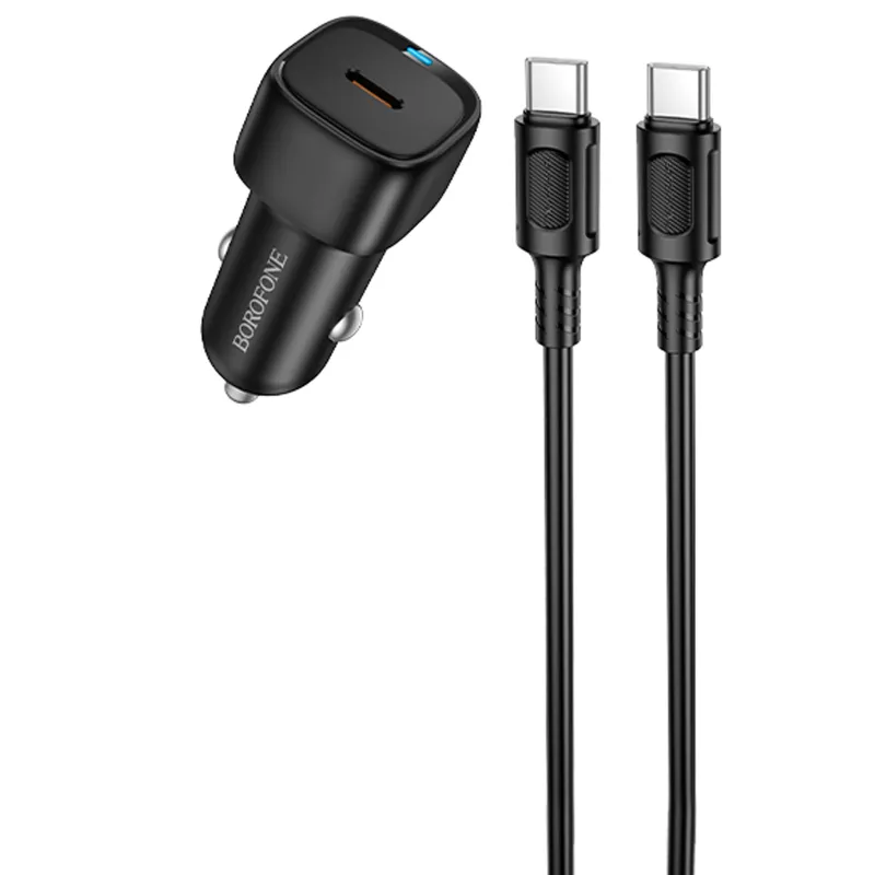 АЗП Borofone BZ34A Cloud PD20W (1USB-C) + кабель Type-C to Type-C – Black. Фото 1 з 5