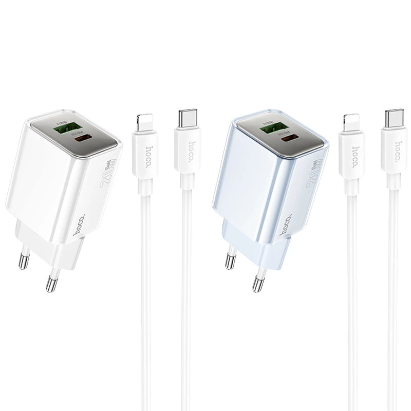 СЗУ Hoco N46 Glorious PD20W+QC3.0 (1USB-A/1C) + Type-C to Lightning фото 1 из 1