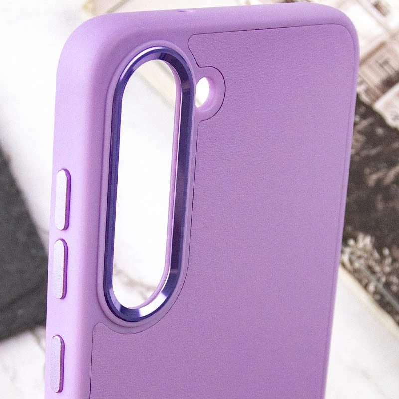 Шкіряний чохол Bonbon з металевими кнопками на Samsung Galaxy S23+ – Бузковий / Dasheen. Фото 6 з 7