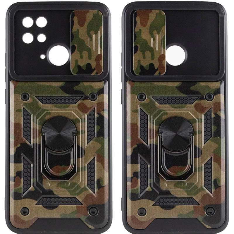 

Ударостойкий чехол камуфляж Serge Ring со шторкой для камеры для Xiaomi Poco C40 (Коричневый / Army Brown), Коричневий / army brown