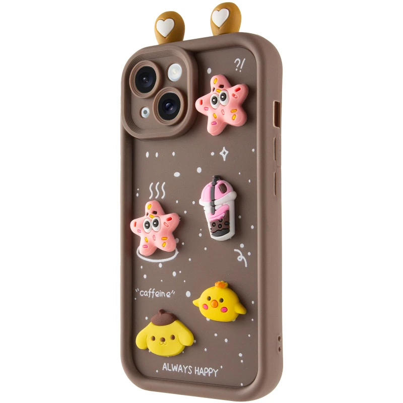 Силиконовый чехол Funny Toys with Ears для Apple iPhone 15 (6.1") – Brown. Фото 2 из 6