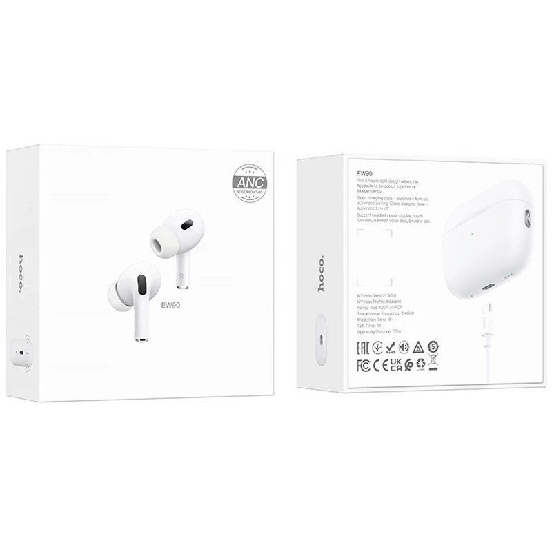Бездротові TWS навушники Hoco EW90 ANC – White. Фото 4 з 4