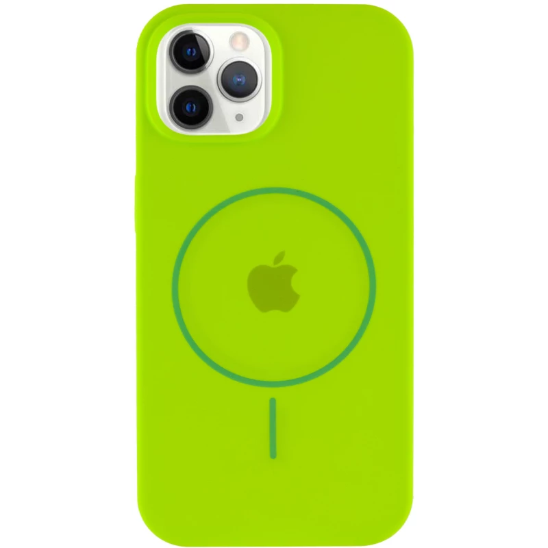 Чехол Silicone Armor Max with MagSafe для Apple iPhone 12 (6.1") – Салатовый / Neon green. Фото 3 из 6