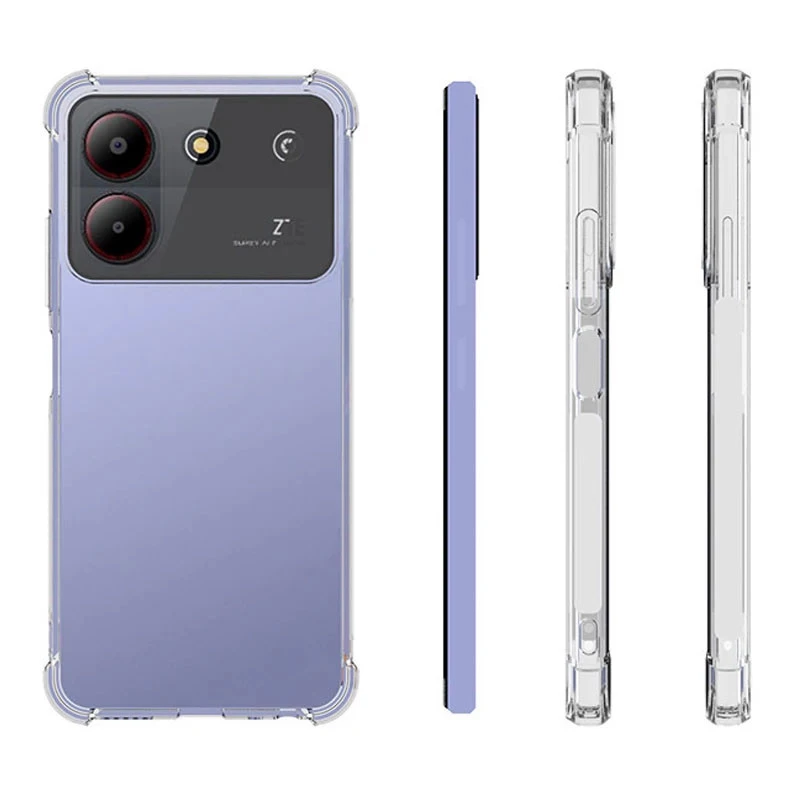 Ультратонкий силіконовий чохол GETMAN з критими бортами на ZTE Blade A54 4G – Безбарвний (прозорий). Фото 3 з 7