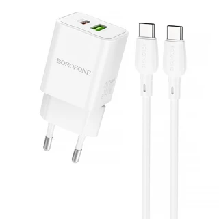 СЗУ Borofone BN14 Royal PD30W+QC3.0 (1USB-A/1C) + кабель Type-C to Type-C фото 1 СЗУ Borofone BN14 Royal PD30W+QC3.0 (1USB-A/1C) + кабель Type-C to Type-C фото 1 из 1