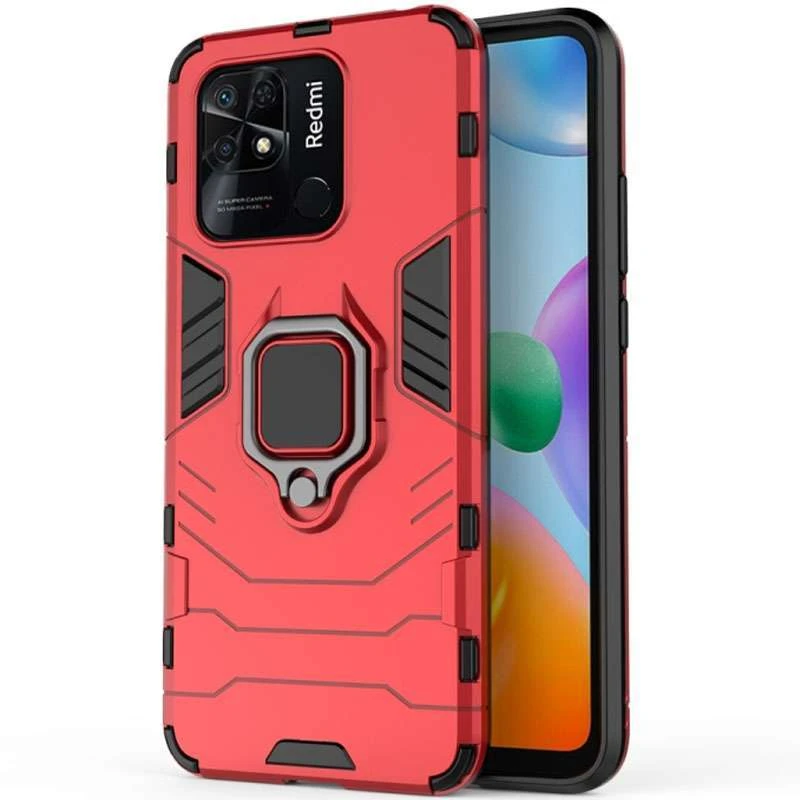 Протиударний чохол Transformer з кільцем на Xiaomi Redmi 10C – Червоний / Dante Red. Фото 2 з 5