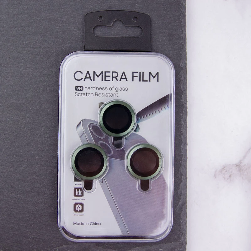 Металлическое защитное стекло на камеру для Apple iPhone 15 Pro Max (6.7") – Зеленый / Dark green. Фото 6 из 8