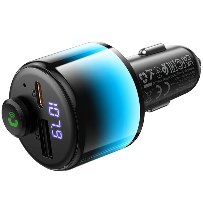 АЗП FM модулятор Hoco E166 Path PD42W+QC3.0 (1USB-A/1C) – Black. Фото 4 з 6