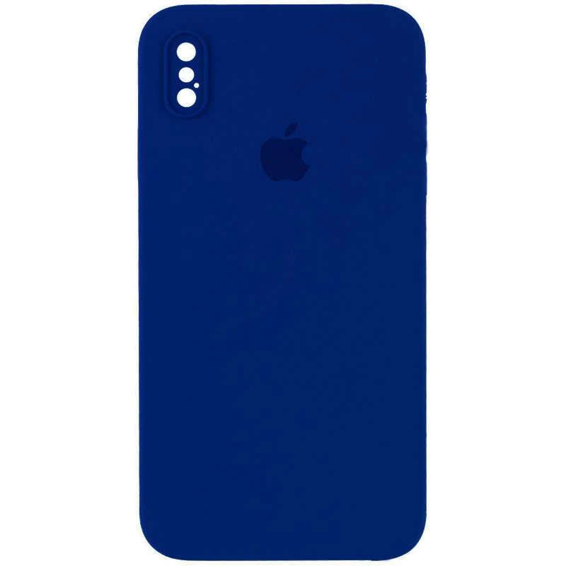 

Чехол Silicone Case Square с защитой камеры для Apple iPhone XS (5.8") (Синий / Deep navy), Синій / deep navy