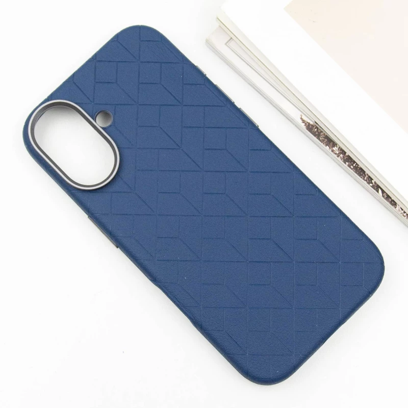 Шкіряний чохол з візерунком та MagSafe на Apple iPhone 16 – Blue. Фото 4 з 8