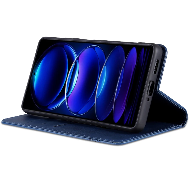 Шкіряний чохол-книжка AZNS Classic series для Xiaomi Redmi 15 (EU) – Dark Blue. Фото 4 з 4