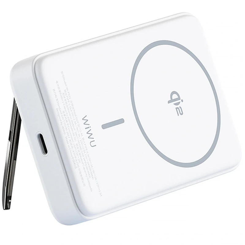 Портативний ЗП Power Bank WIWU Wi-P031 Magnetic з БЗП Qi2 30W 10000 mAh – White. Фото 2 з 7
