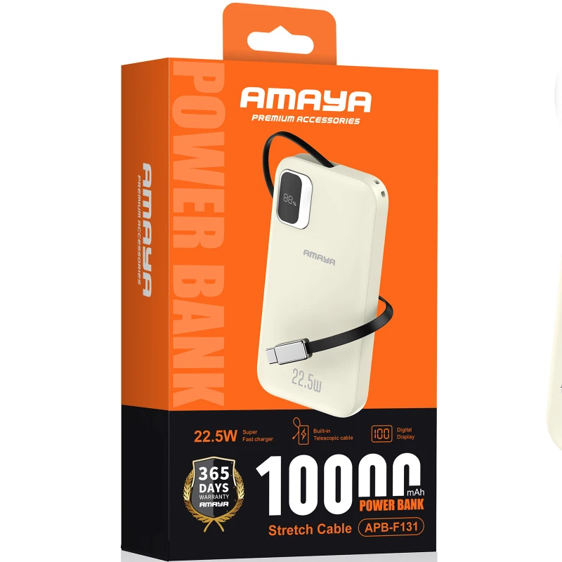 Портативное ЗУ Power Bank Amaya F131 22.5W with display and cable 10000 mAh – Biege. Фото 2 из 2