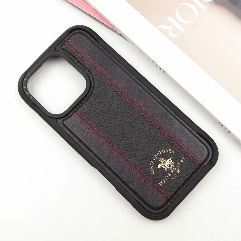 Шкіряний чохол Polo Santa Barbara Barton для Apple iPhone 16 Pro – Black / Red. Фото 9 з 12