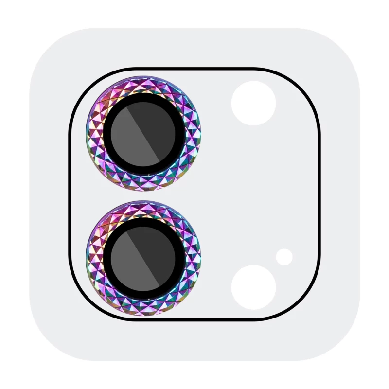 Захисне скло Metal Shine для камери на Apple iPhone 12 mini (5.4") – Бузковий / Rainbow. Фото 2 з 7