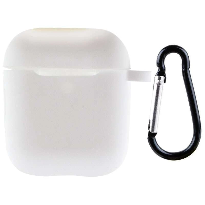 

Силиконовый футляр New с карабином для наушников Airpods 1/2 (Белый / White), Білий / white