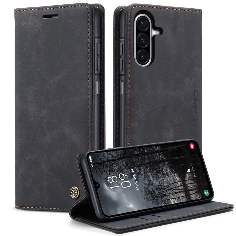 Шкіряний чохол-книжка CaseMe Velvet Nubuck для Samsung Galaxy A26 5G – Black. Фото 2 з 4