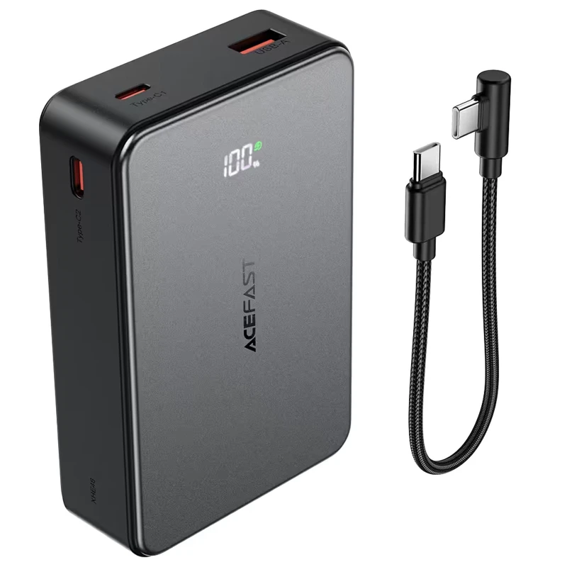 Портативний ЗП Power Bank Acefast M29 22.5W with cable 20000 mAh – Black. Фото 2 з 5