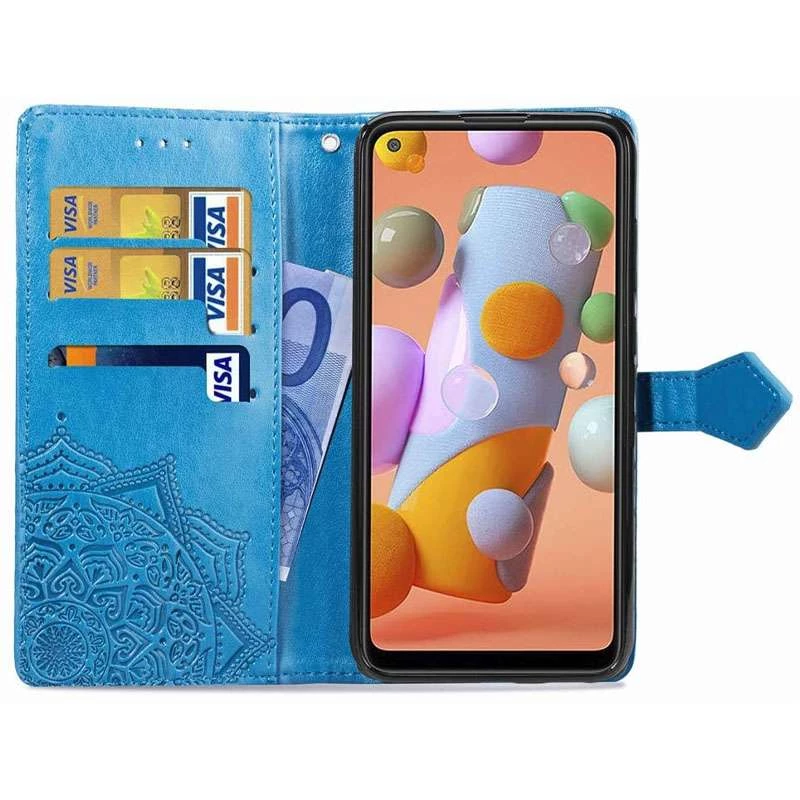 Кожаный чехол-книжка Art Case с визитницей для Samsung Galaxy A11 – Синий. Фото 3 из 5