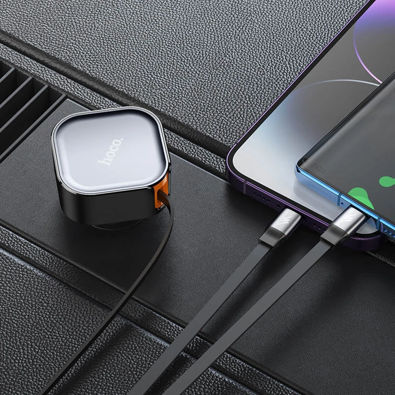 АЗУ Hoco NZ13 Clever PD30W with telescopic cable Type-C to Lightning – Black. Фото 7 из 8