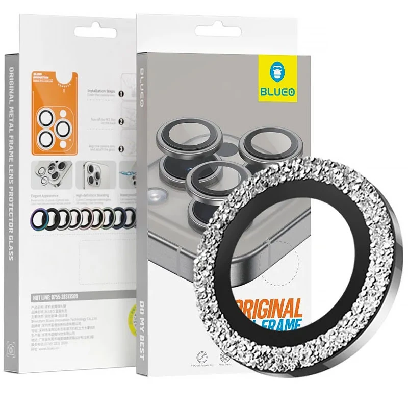 Захисне скло BlueO Metal на Apple iPhone 15 Pro Max – Срібний / Silver Diamond. Фото 4 з 4