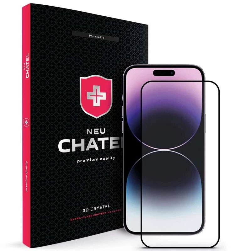 Захисне 3D скло NEU Chatel Crystal на Apple iPhone 14 Pro Max (6.7") – Чорний. Фото 3 з 9