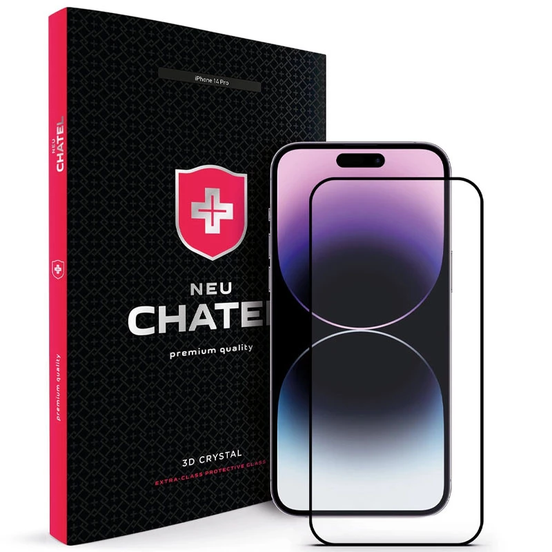 Захисне 3D скло NEU Chatel Crystal на Apple iPhone 15 Pro (6.1") – Чорний. Фото 3 з 9