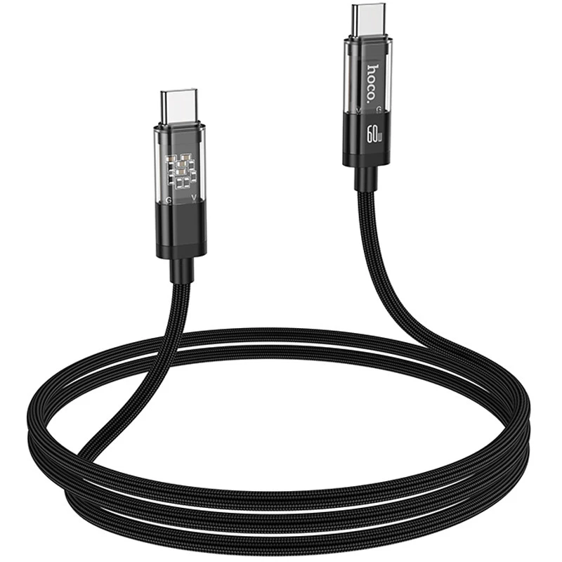 Дата кабель Hoco U116 Transparent Discovery Edition 60W Type-C to Type-C (1.2m) – Black. Фото 4 з 6