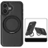 Шкіряна ретро накладка з кільцем та Magnetic Safe на Apple iPhone 16 – Black. Фото 4 з 6