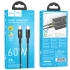Дата кабель Hoco U120 Transparent explore intelligent power-off PD 60W Type-C to Type-C (1.2m) – Black. Фото 6 з 6