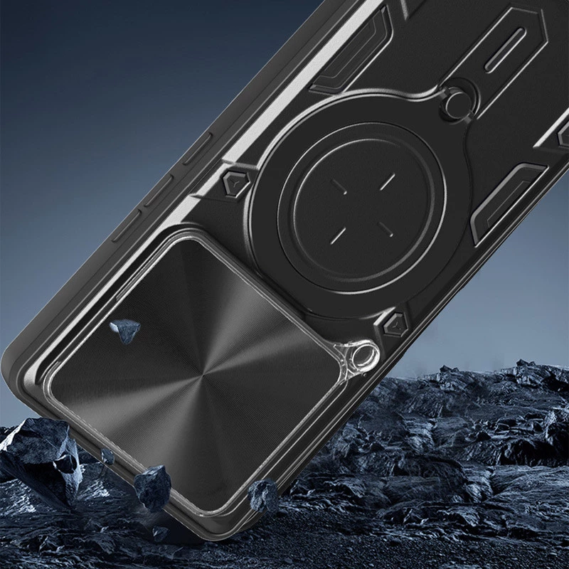 Ударостійкий чохол Bracket Ringstand із захисною шторкою для камери на Xiaomi Redmi Note 14 4G (Europe version) – Black. Фото 7 з 7