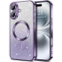 Чохол з блискітками, захисними лінзами на камеру та MagSafe на Apple iPhone 16 – Фіолетовий / Purple. Фото 2 з 4